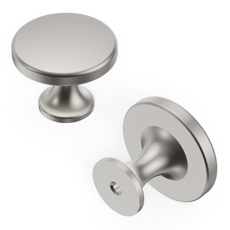 Hickory Hardware 1 Pack Solid Core Kitchen Cabinet Knobs  Luxury Cabinet and Dresser Knobs  Handle Pulls for Doors & Drawers  1-3/8 Inch  Satin Nickel  Forge Collection - Image 1